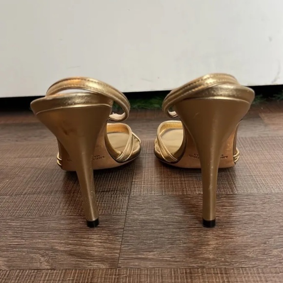 Michael Kors Gold Metallic Sandal Slingback Heels size 8 - Picture 2 of 7